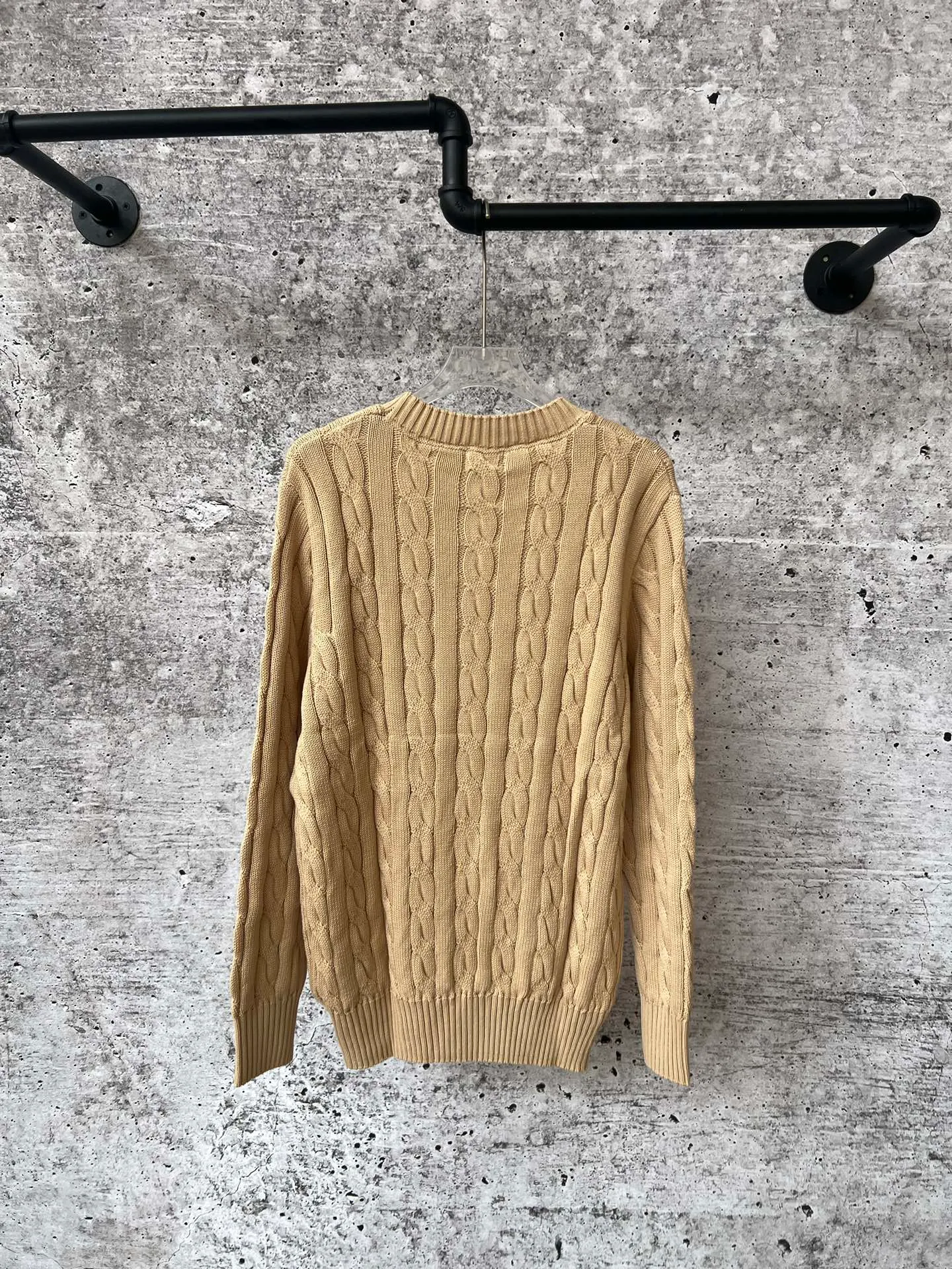 P230 Ralph Lauren men's and women's round neck rubberized sweater, made of the same pure cotton washed fabric as the original, no difference in craftsmanship details, original pony embroidery on the chest, restored one to one